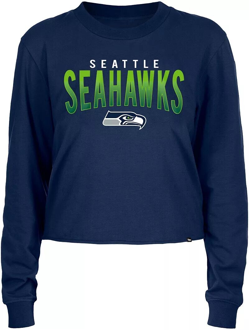 

Темно-синий спортивный укороченный топ с длинными рукавами New Era для женщин Seattle Seahawks