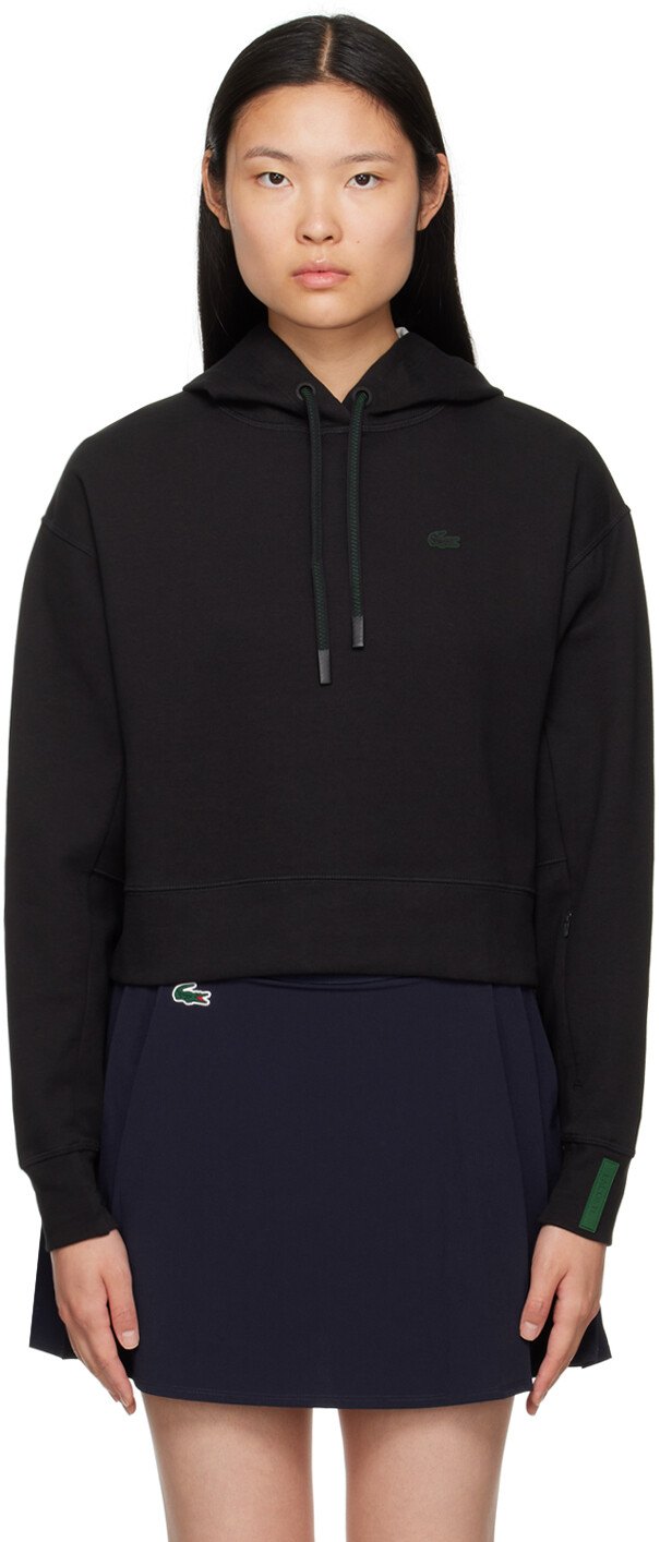 

Черный худи с вентиляционным отверстием Lacoste