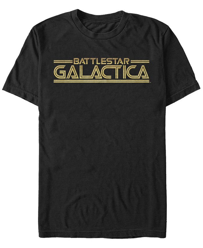 Мужская футболка Battlestar Galactica с коротким рукавом и золотым логотипом в стиле ретро Fifth Sun, черный