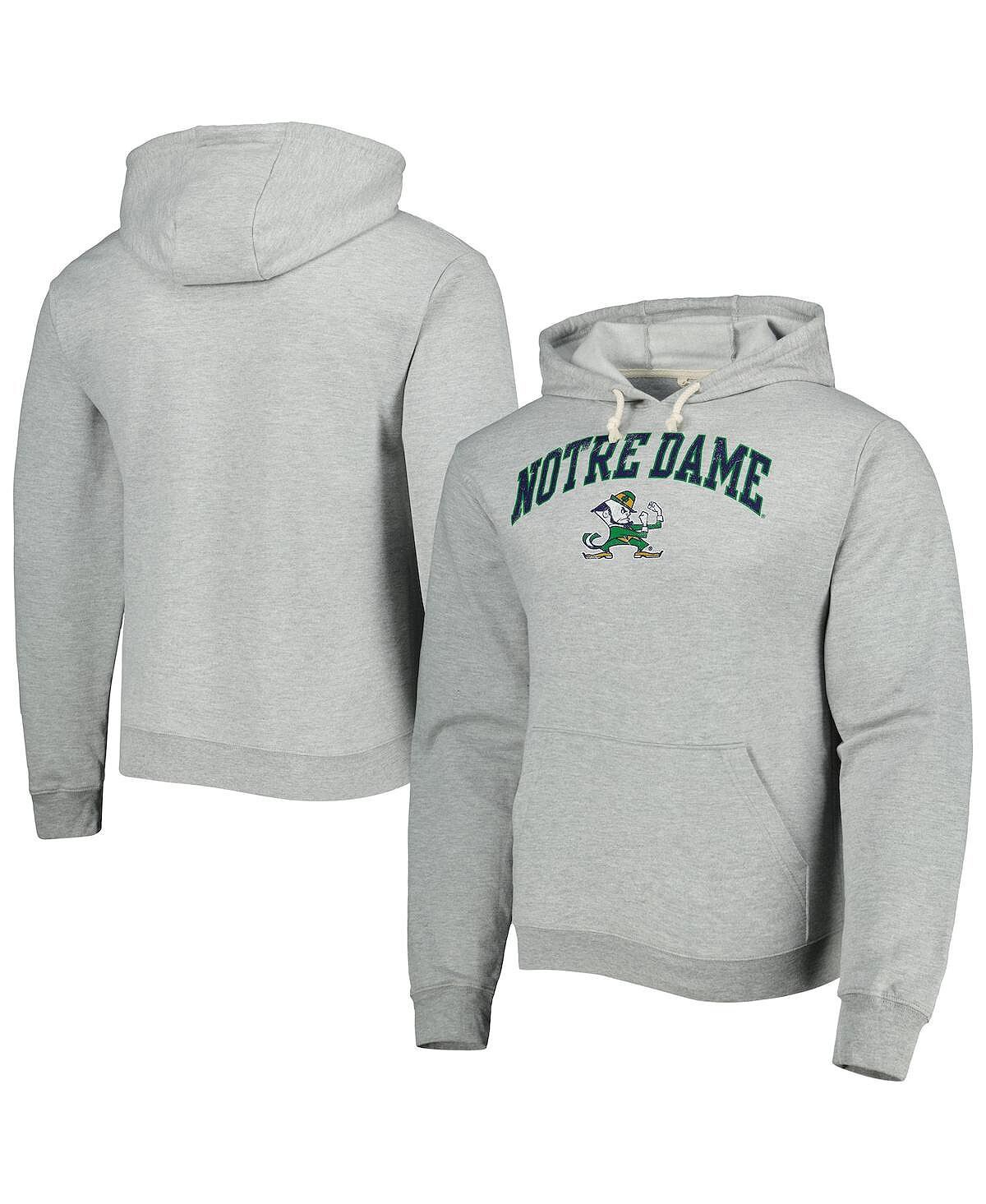 

Мужской флисовый пуловер с капюшоном серого цвета Хизер Нотр-Дам Fighting Irish Arch Essential League Collegiate Wear, Серый