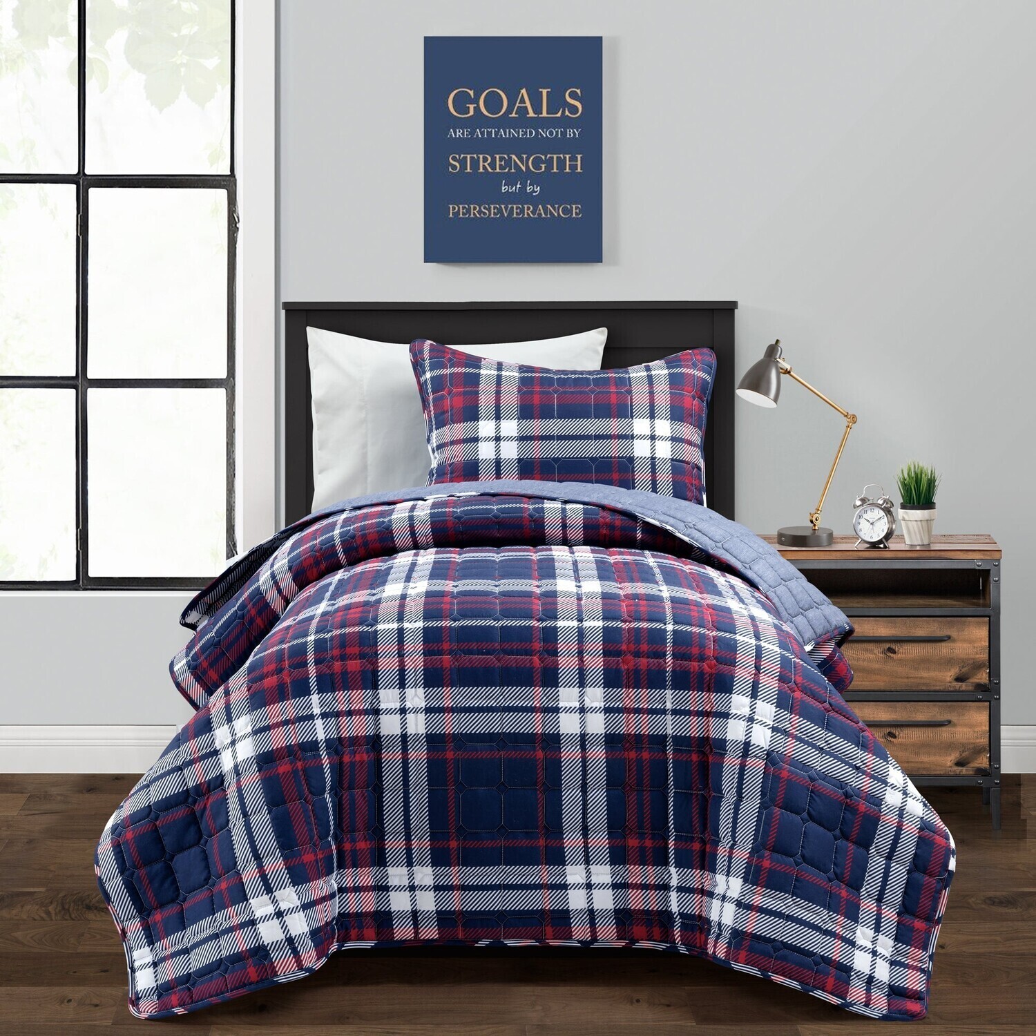 

Набор двусторонних одеял в клетку Grayson Farmhouse Lush Decor, цвет Navy_Red