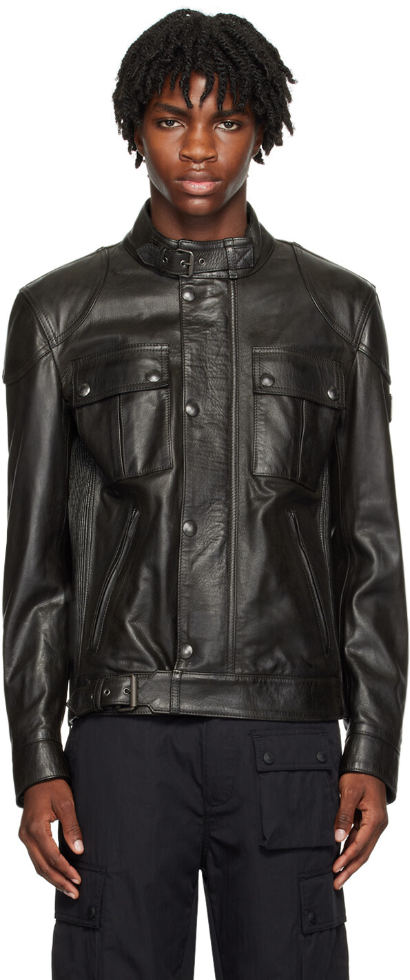 

Черная вощеная кожаная куртка Belstaff, Черный