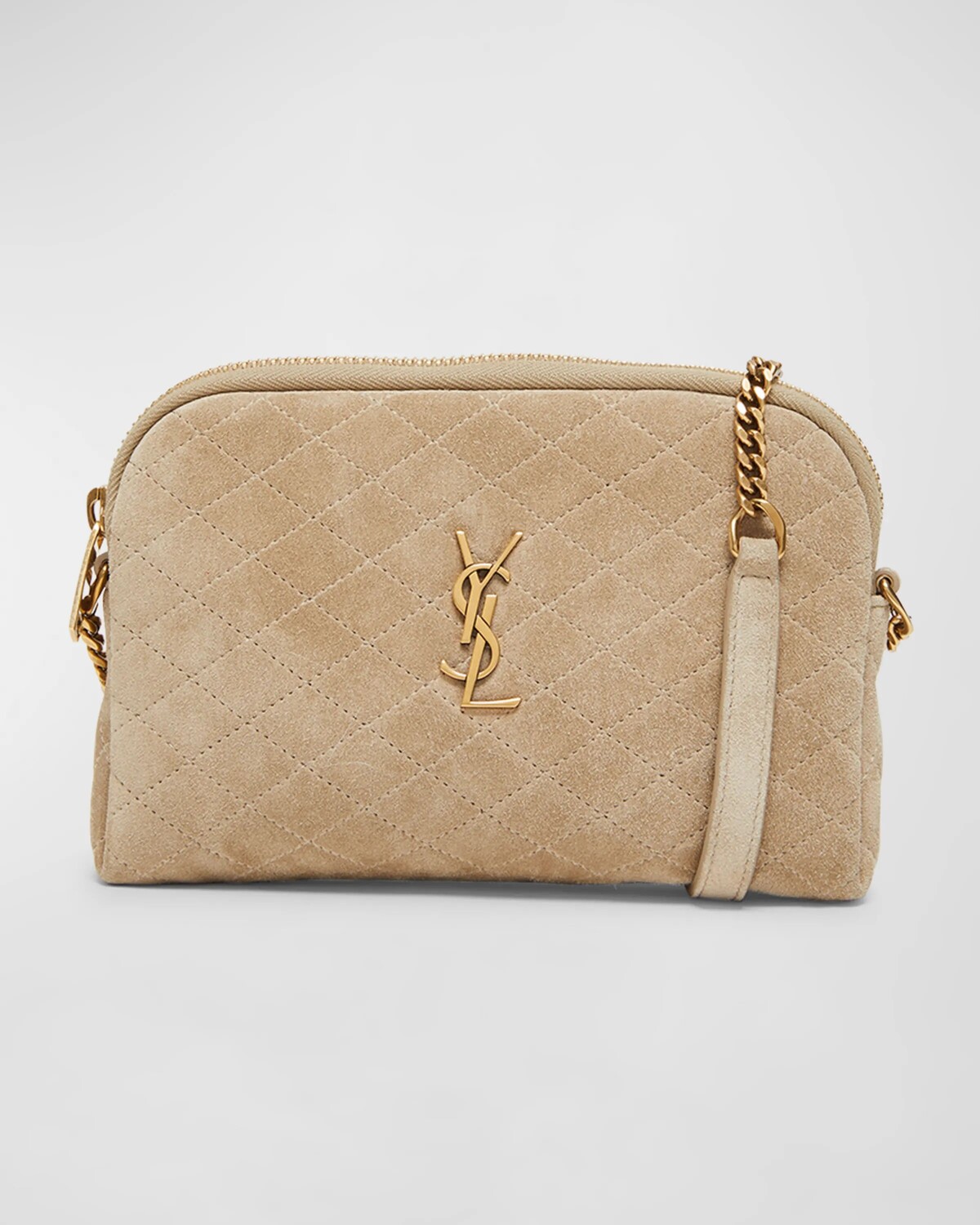 

Сумка через плечо Gaby Mini YSL из стеганой замши Saint Laurent, цвет Matt Gold