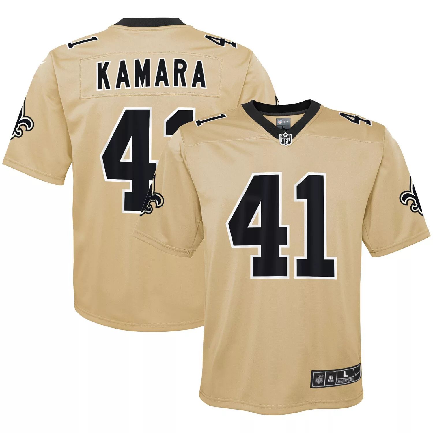 Молодежная футболка Nike Alvin Kamara Gold New Orleans Saints Inverted Team Game Nike