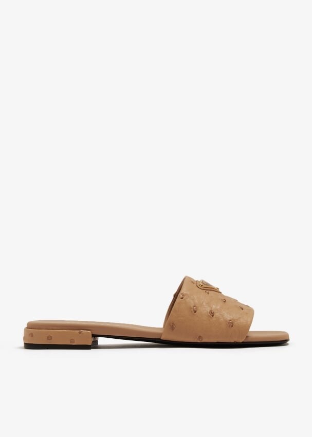 

Сандалии Prada Ostrich Leather, коричневый