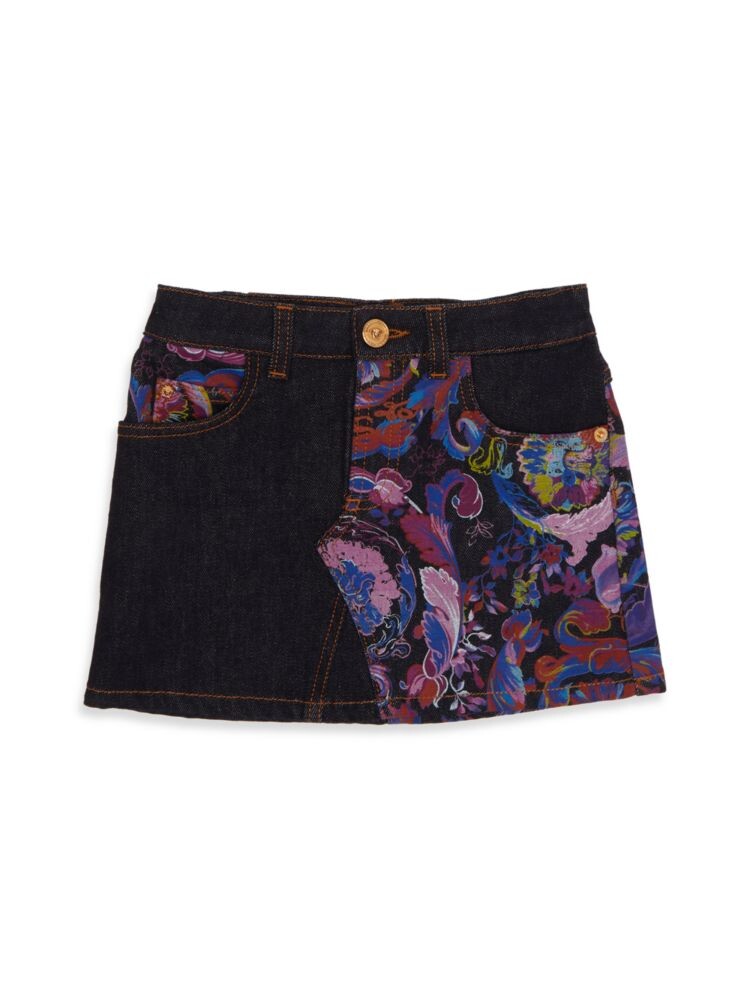

Джинсовая мини-юбка в стиле пэчворк для девочек Versace, цвет Blue Multi