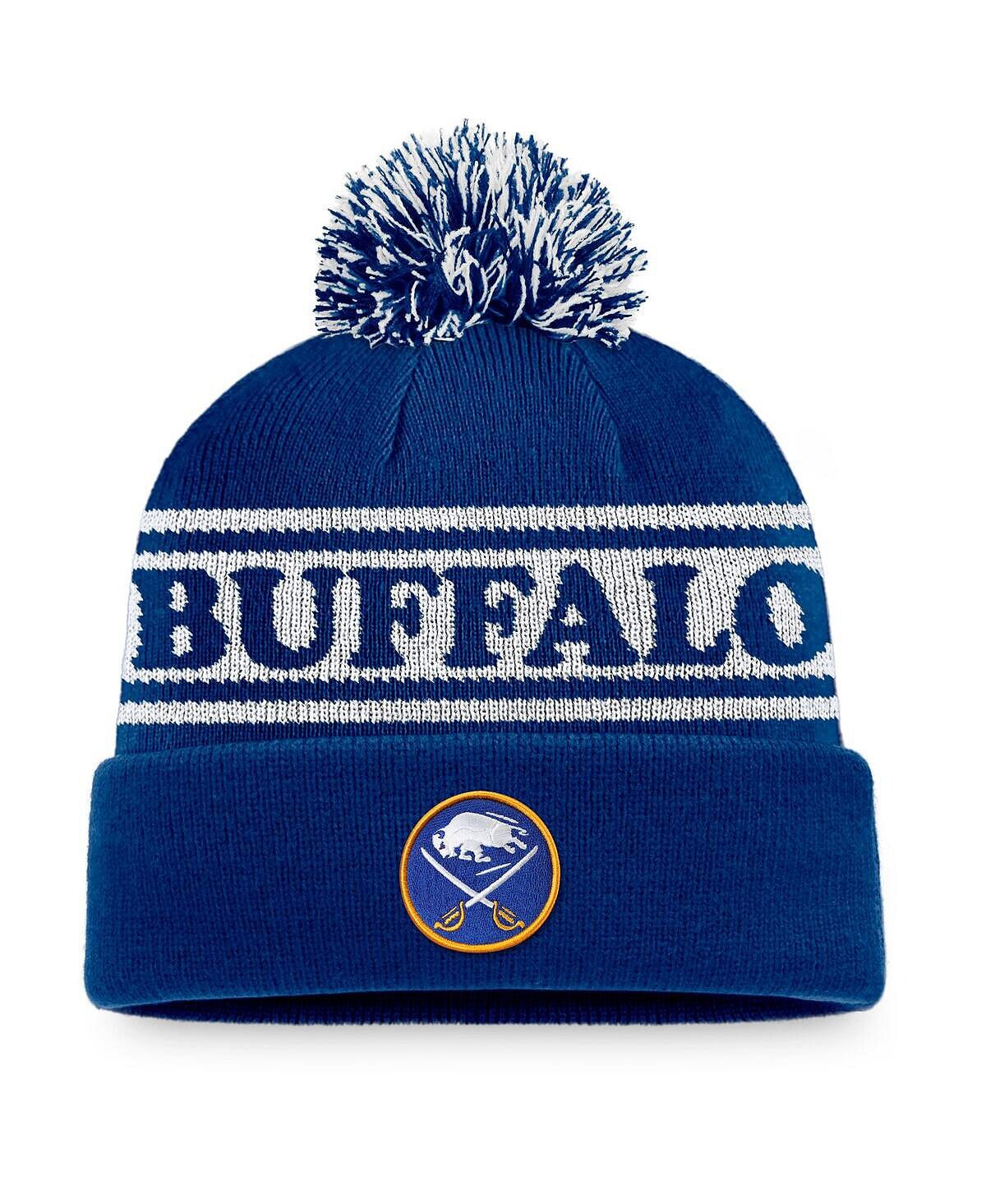 

Мужская вязаная шапка с манжетами и помпоном Royal Buffalo Sabres Vintage Sport Resort Fanatics