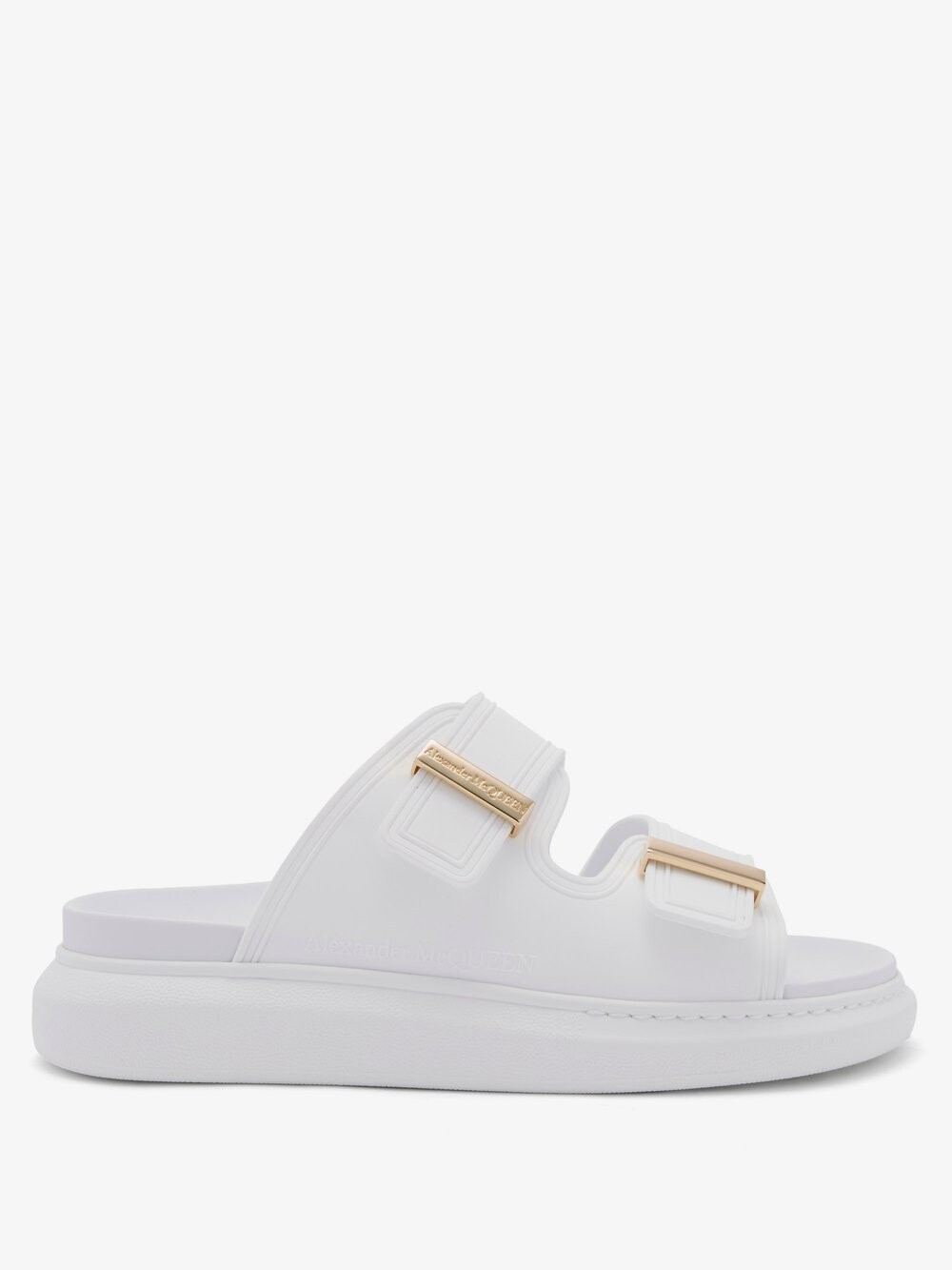 

Гибридные резиновые шлепанцы с двойным ремешком. Alexander McQueen, белый