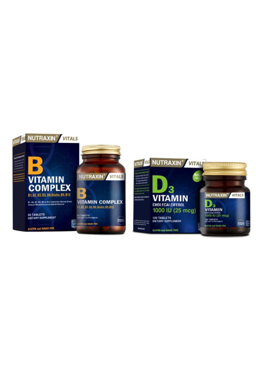 

Nutraxin Комплекс витаминов группы В 60 таблеток + D3 1000 ЕД 120 таблеток