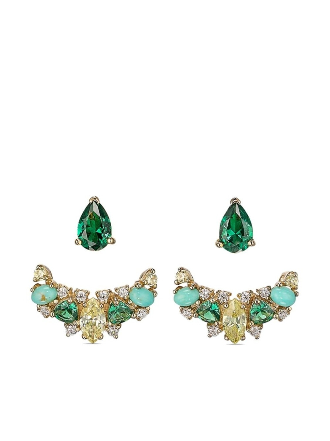 

Серьги Twinkle Ear-Jacket из желтого золота Anabela Chan, зеленый