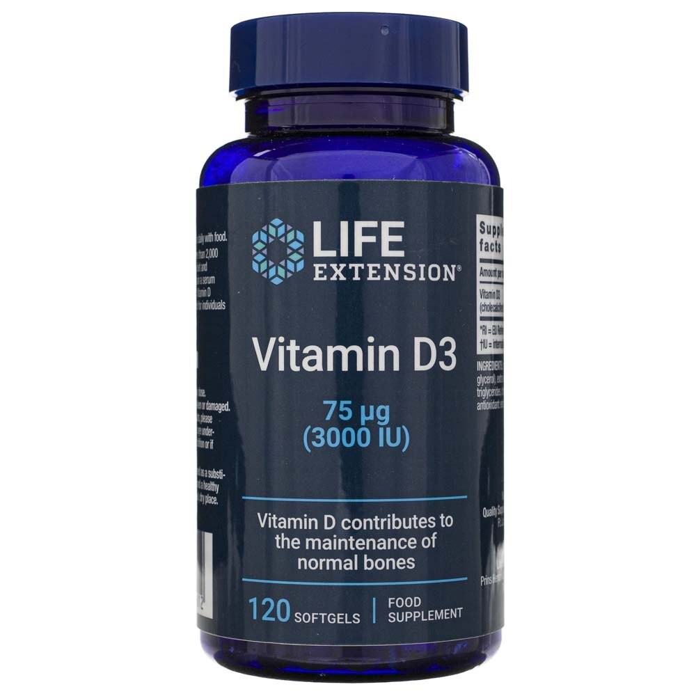 

Life Extension Витамин D 3000 МЕ - Биологически активная добавка, 120 капсул