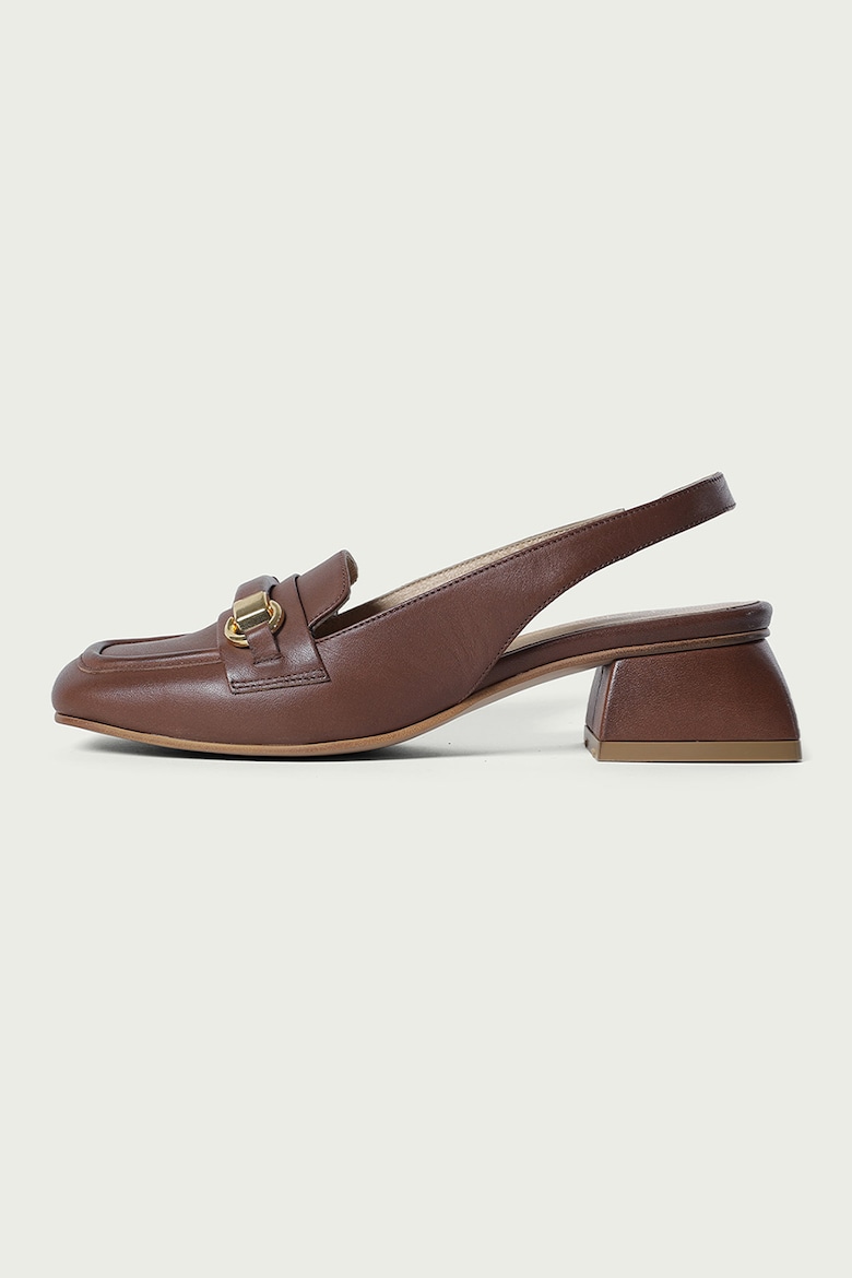 Кожаные туфли на массивном каблуке и ремешком на пятке Alura, коричневый
