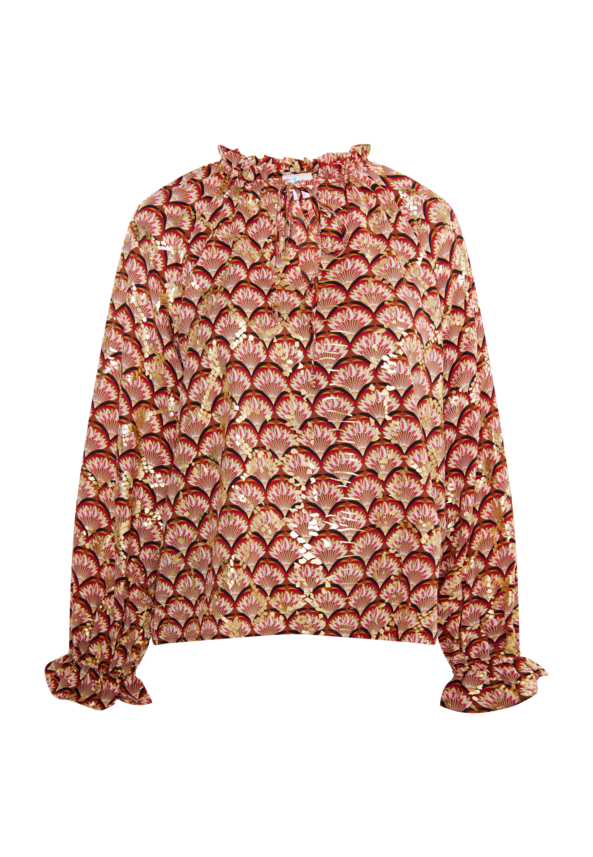 Блуза IZIA, цвет Kamel Mehrfarbig платье izia maxi mit print цвет kamel mehrfarbig