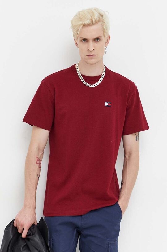 

Хлопковая футболка Tommy Jeans, гранат