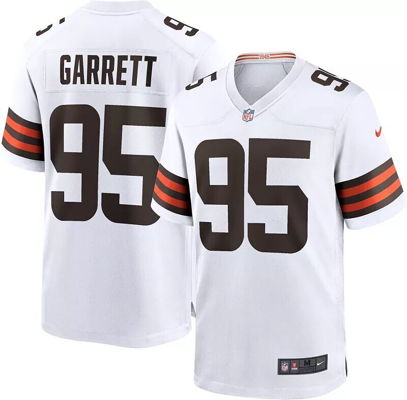 

Мужское выездное белое игровое джерси Nike Cleveland Browns Myles Garrett #95