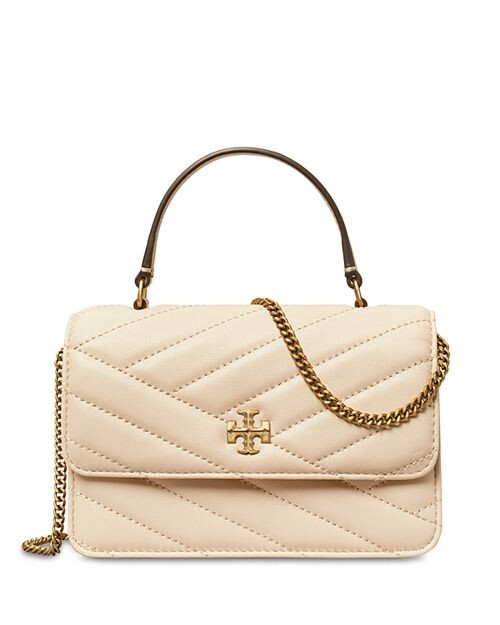 

Мини-кошелек с цепочкой и ручкой сверху Kira Chevron Tory Burch, цвет White