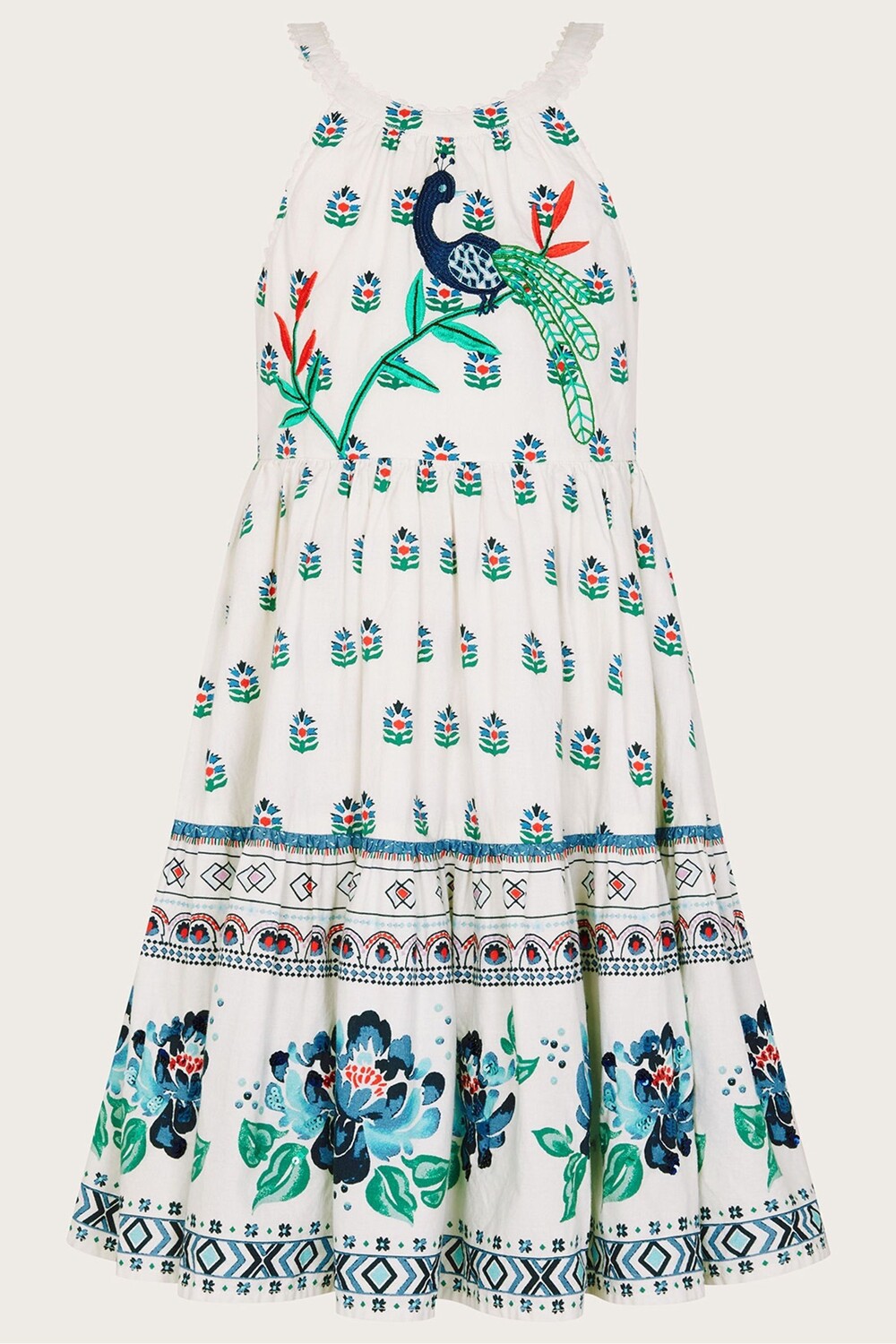 

Белое платье от Boutique Originals с мотивом павлина Monsoon, белый
