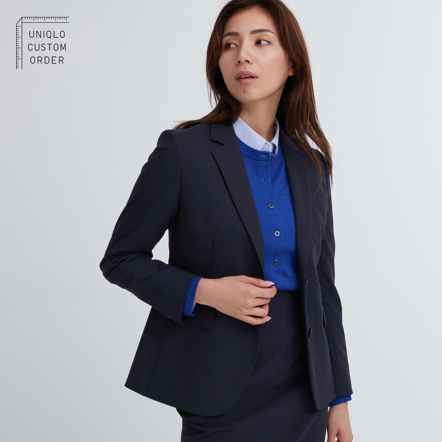 

Пиджак строгого кроя Uniqlo, темно-синий