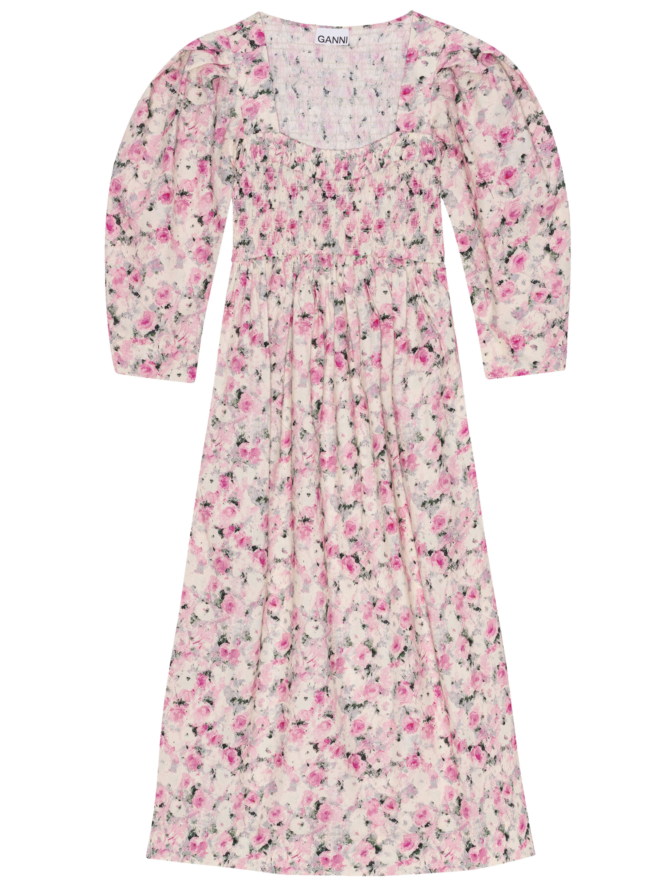 Платье Ganni Printed cotton, розовый