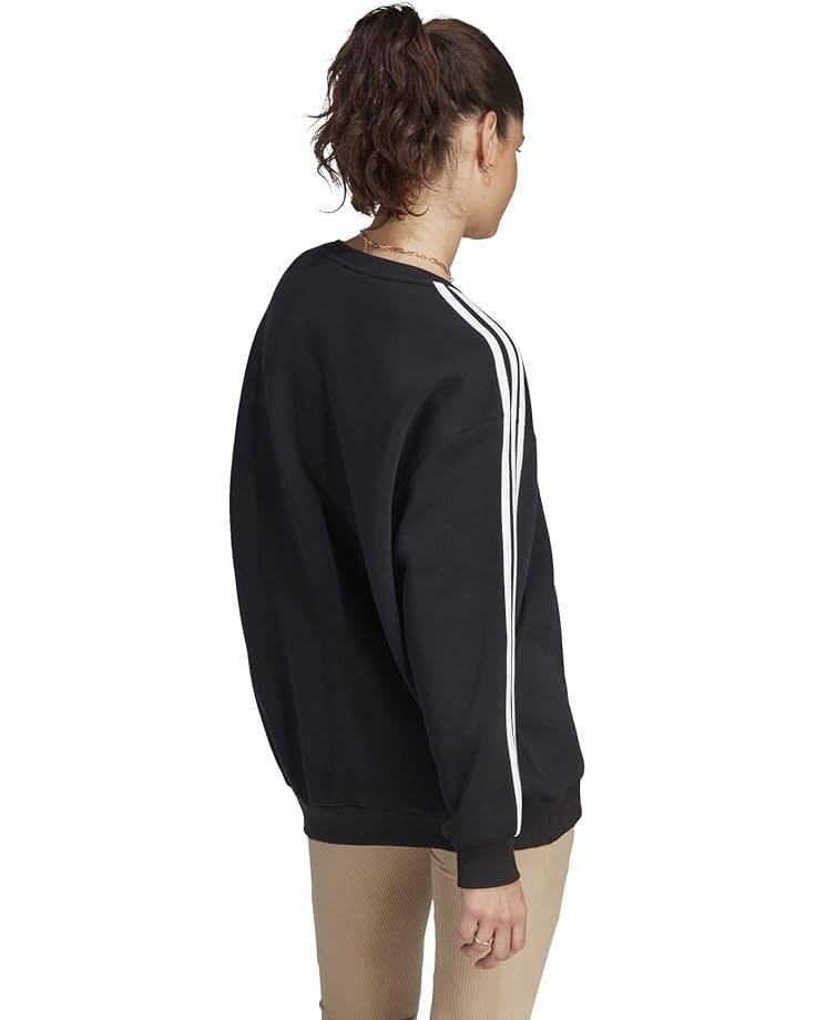 

Толстовка Adidas 3-Stripes Fleece Oversize Sweatshirt, черный/белый