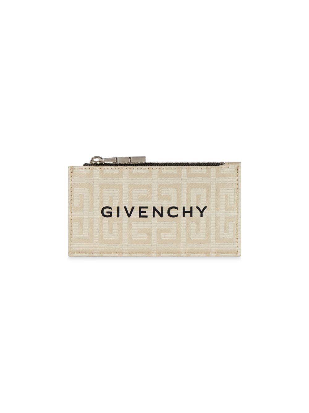 

Визитница на молнии из парусины с покрытием 4G и кожи Givenchy, бежевый
