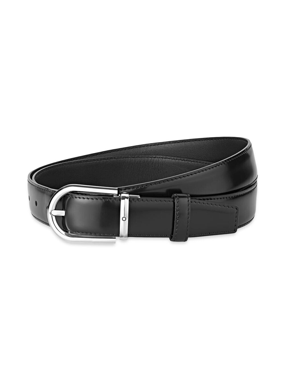 

Подковообразный кожаный ремень Montblanc, черный