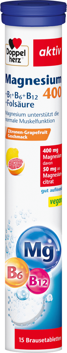 Магний 400 + витамины В6 + В12 + фолиевая кислота шипучие таблетки 15 штук по 97,5 г Doppelherz