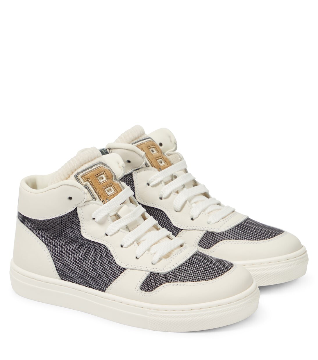

Кожаные высокие кеды Brunello Cucinelli Kids, мультиколор