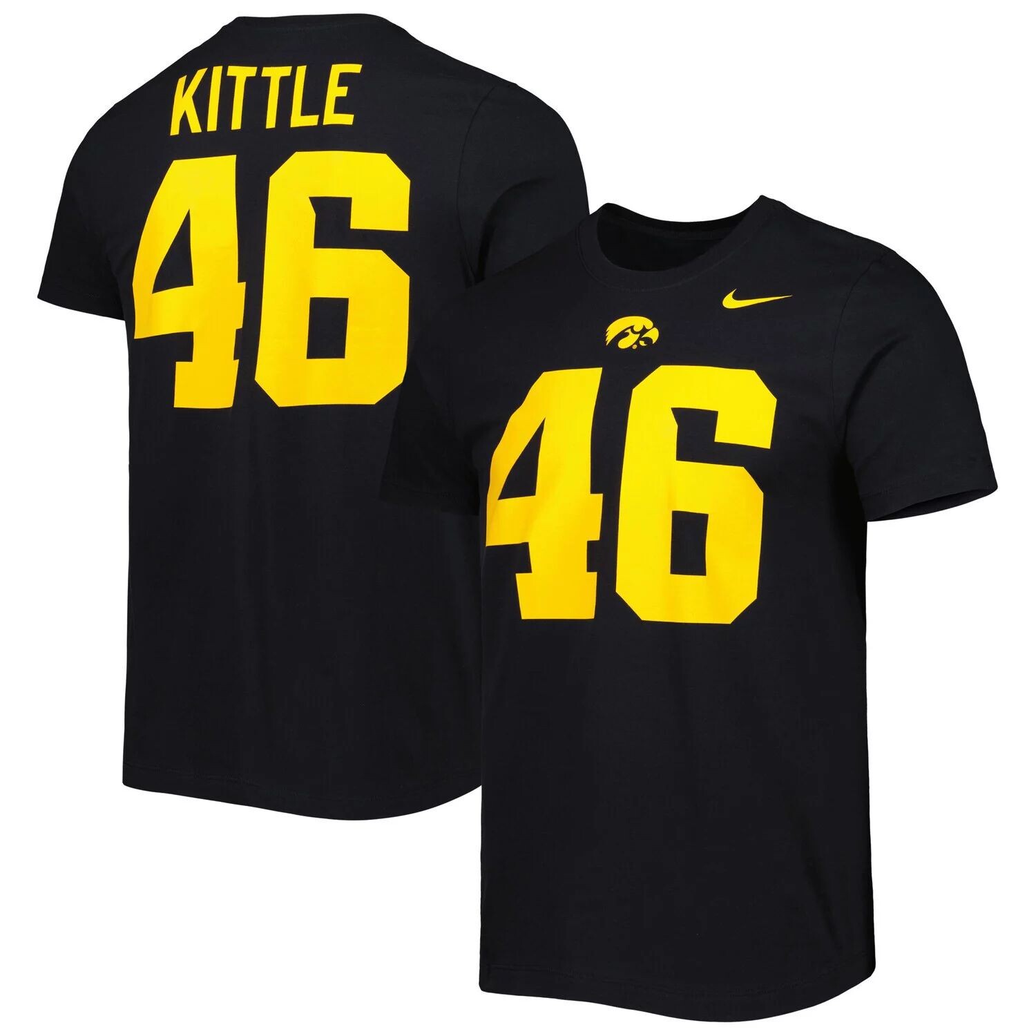 

Мужская черная футболка Nike George Kittle Iowa Hawkeyes с именем и номером команды, Черный