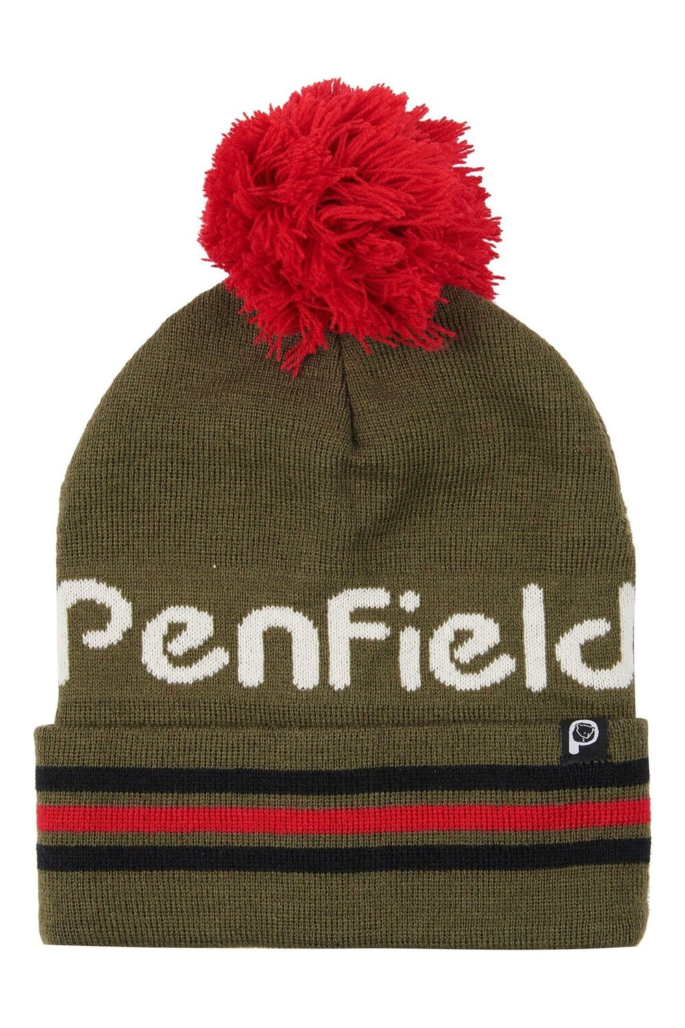 

Зеленая вязаная шапка с полосатым мотивом и помпоном Penfield, зеленый