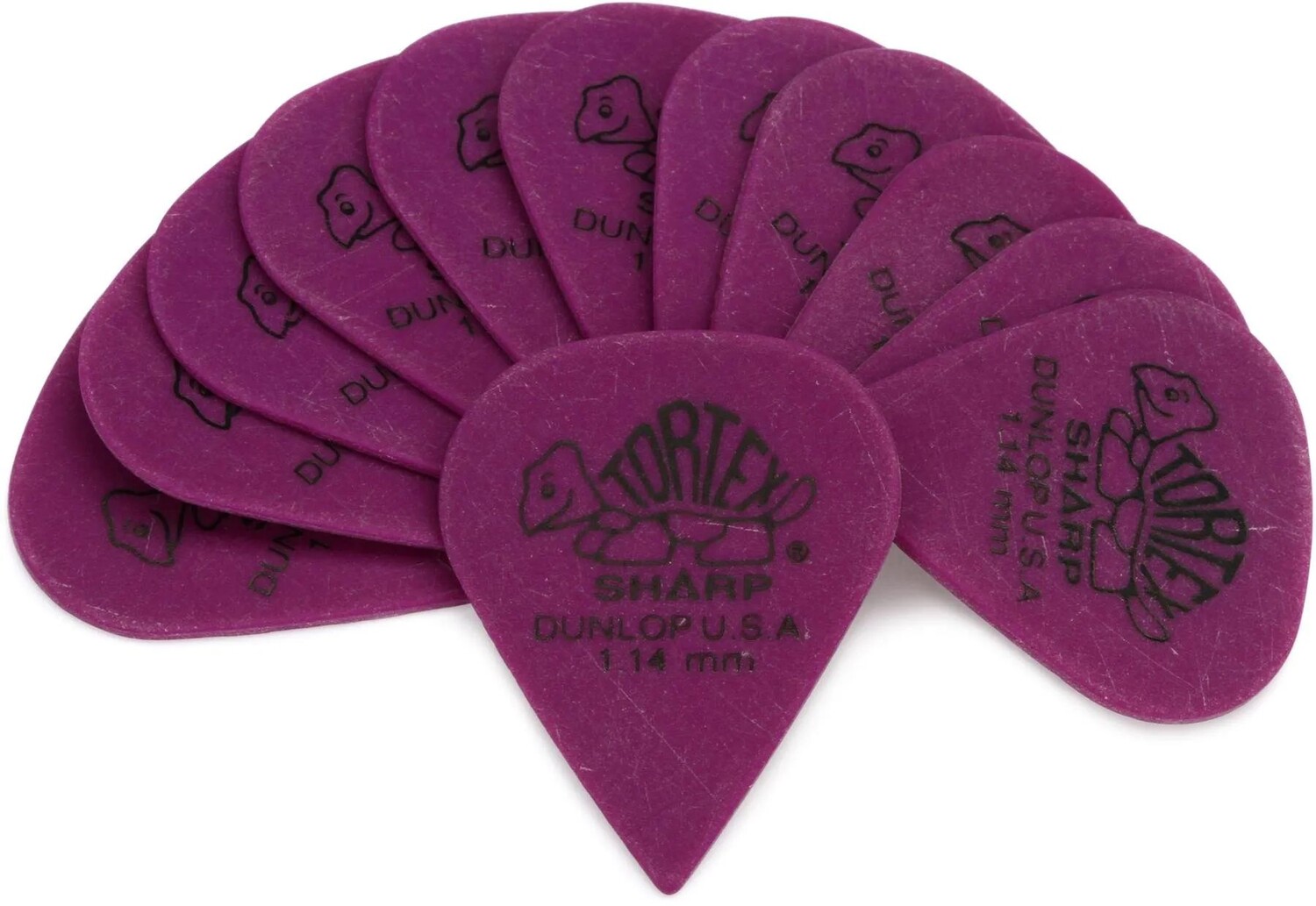 

Медиаторы Dunlop 412P114 Tortex Sharp, фиолетовые, 1,14 мм (12 шт.)