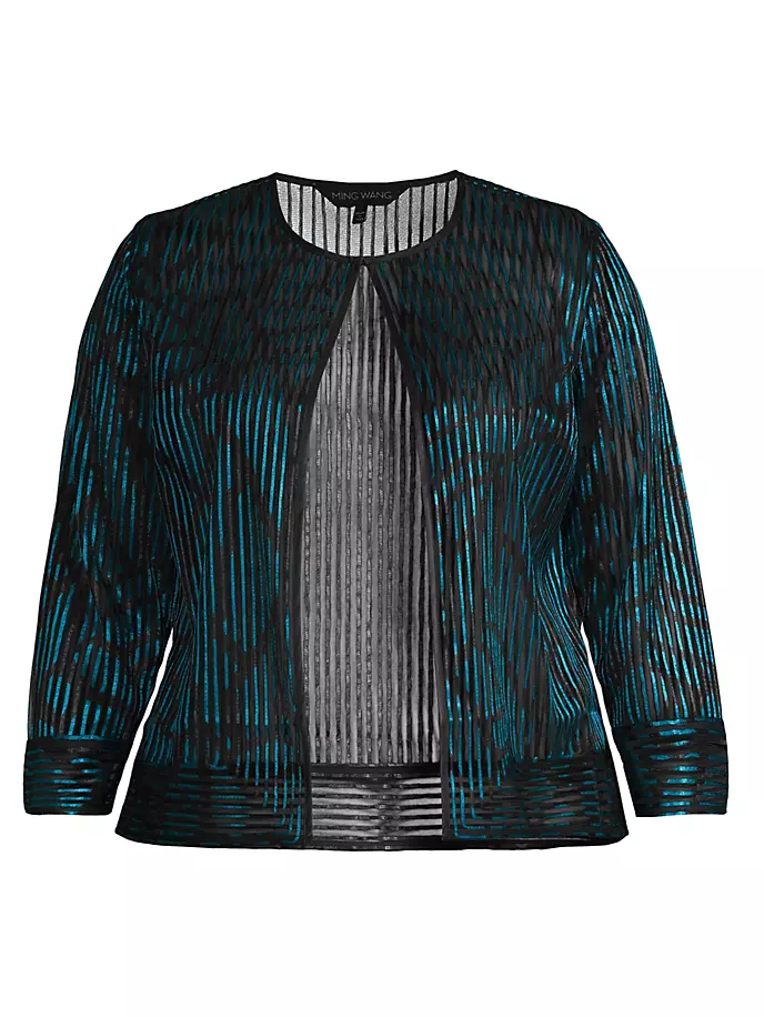 

Куртка Plus с прозрачным узором в полоску Ming Wang, Plus Size, черный