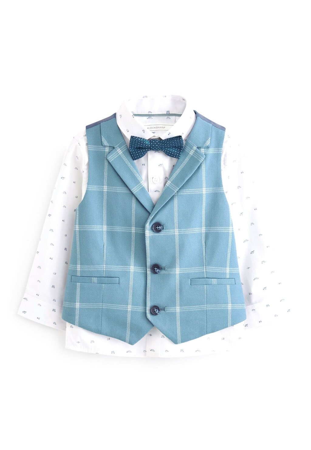 

Костюмный жилет WAISTCOAT SET WITH SHIRT & BOW TIE Next, цвет blue check