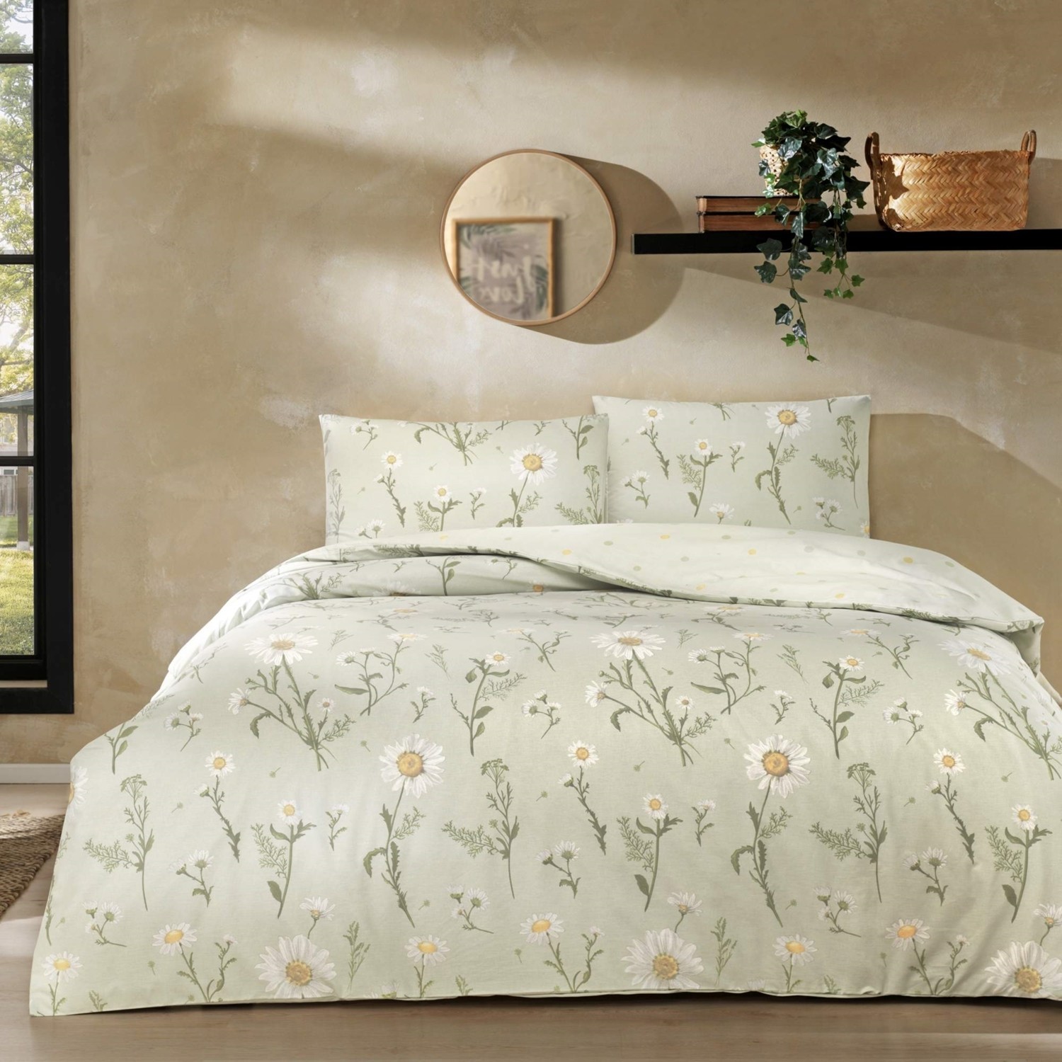 Комплект постельного белья Tac Laurel Ranforce, зеленый комплект постельного белья tac gaia ranforce зеленый