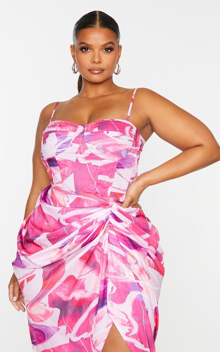

PrettyLittleThing Розовый структурированный корсетный топ Plus