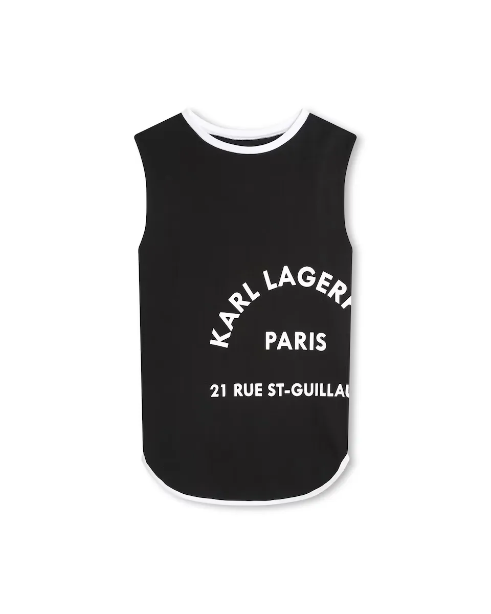 

Хлопковое платье без рукавов для девочки Karl Lagerfeld Kids, черный
