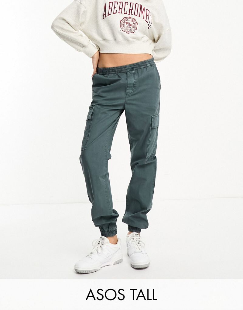 Голубые брюки карго с манжетами на манжетах ASOS Tall