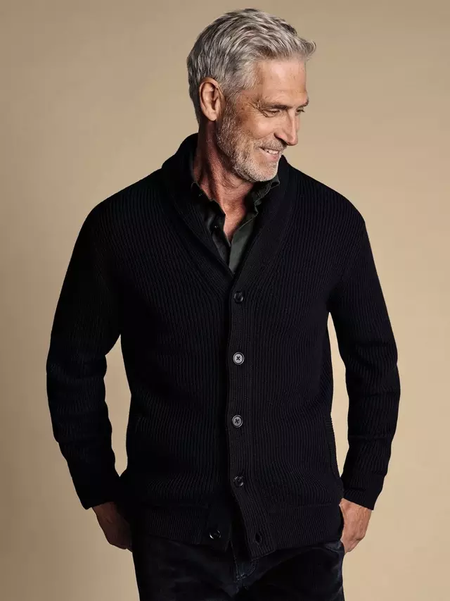 

Кардиган Charles Tyrwhitt Chunky Merino Wool, темно-синий