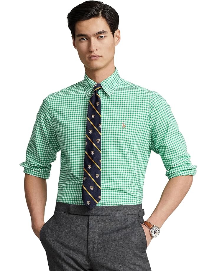

Рубашка Polo Ralph Lauren Classic Fit Gingham Oxford, цвет Summer Emerald/White