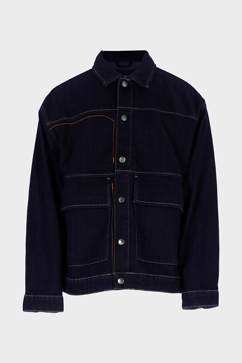 

Мужская темно-синяя джинсовая куртка с накладными карманами сверху CROSS JEANS, Синий