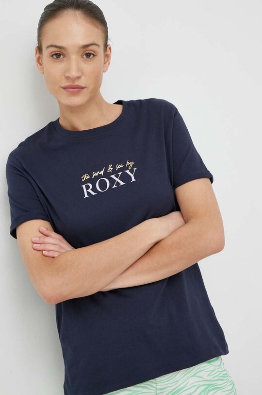 

Футболка из хлопка Roxy, темно-синий