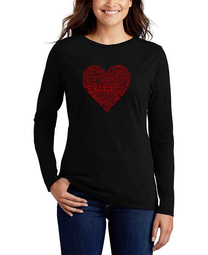 Женская футболка с длинным рукавом Love Yourself Word Art LA Pop Art, черный
