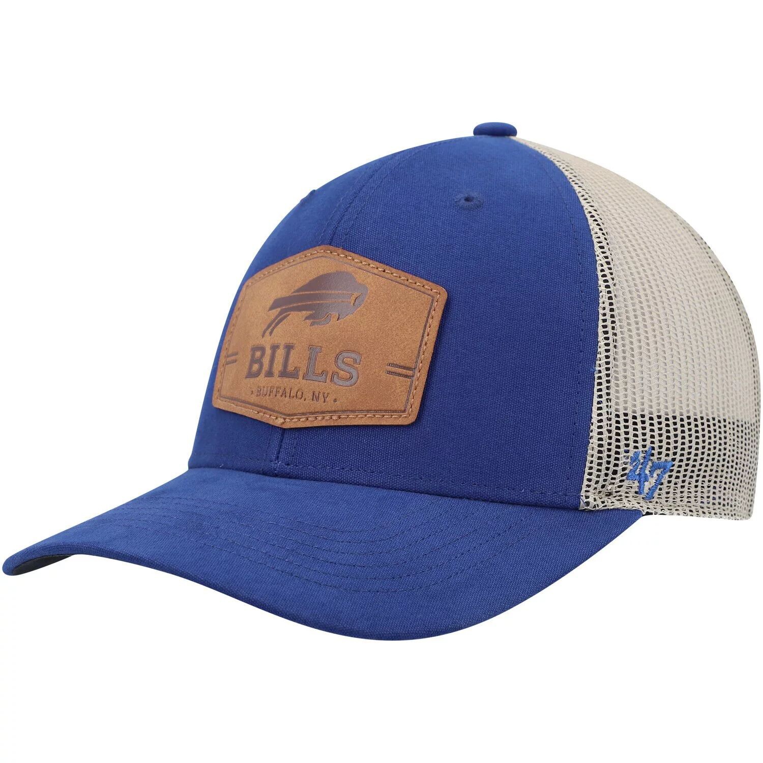 

Мужская регулируемая шляпа из сыромятной кожи Royal/Natural Buffalo Bills '47