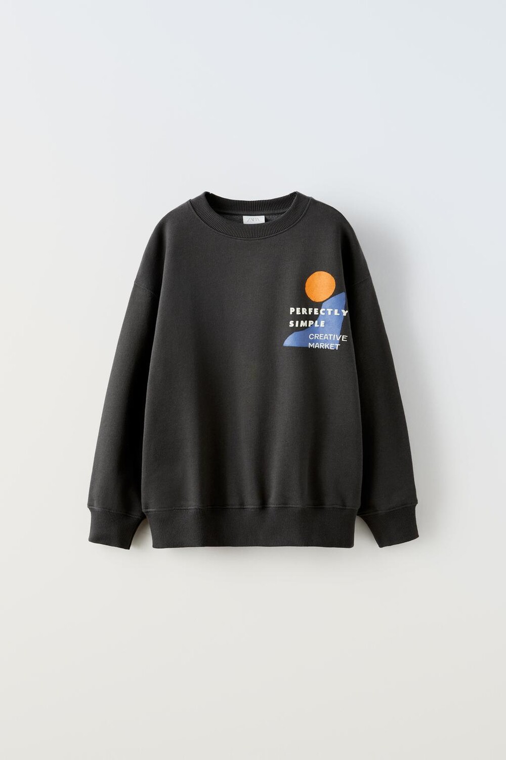 

Свитшот с принтом ZARA, темный антрацит