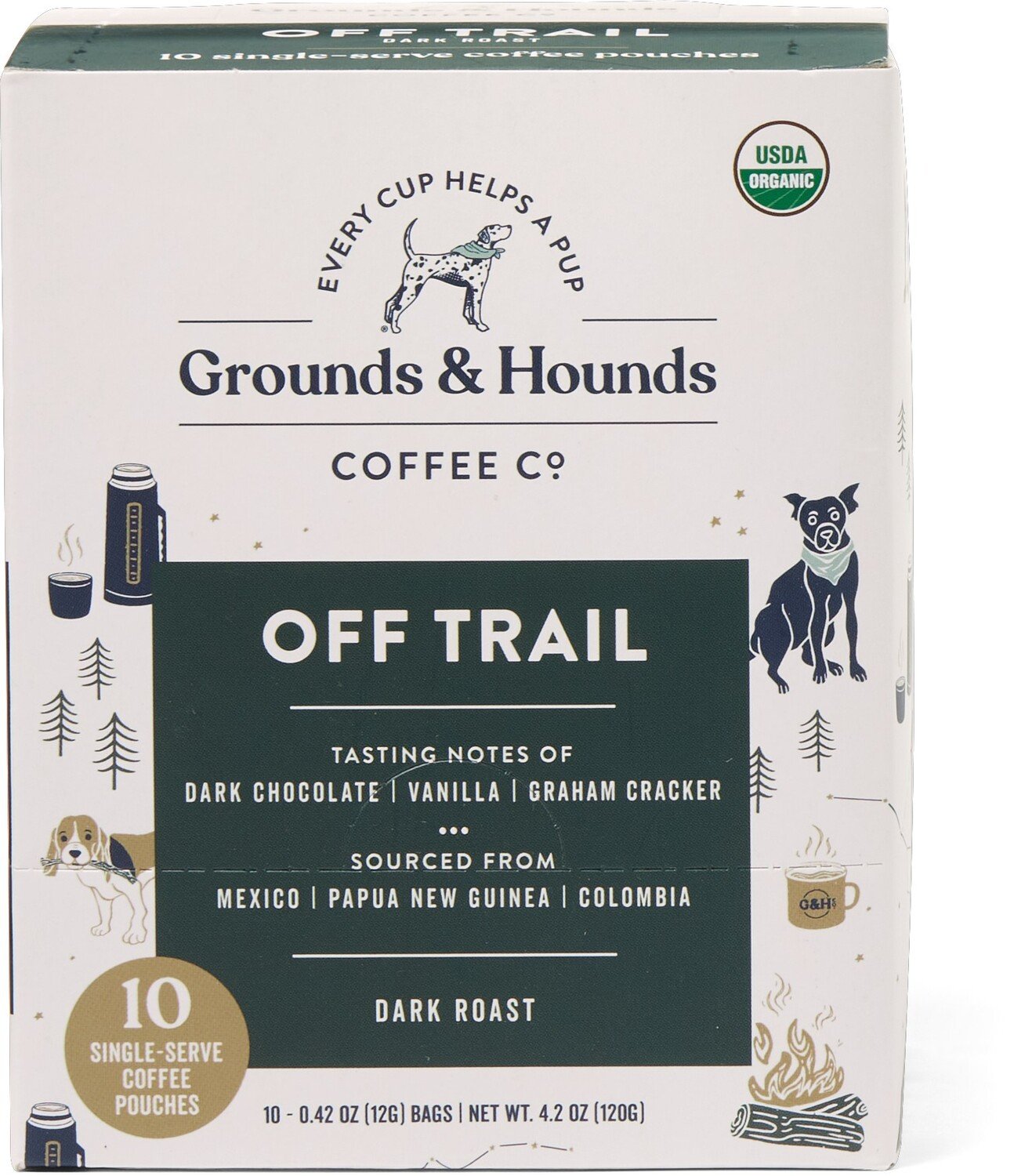 

Пакетики для заваривания кофе Off Trail на одну порцию — упаковка из 10 шт. Grounds & Hounds Coffee Co.