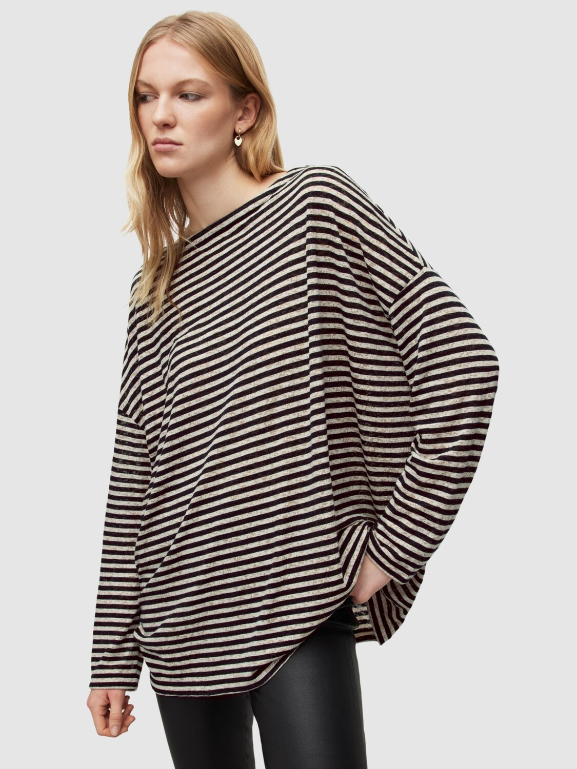 

Полосатый трикотажный топ AllSaints Rita, мел/чернила