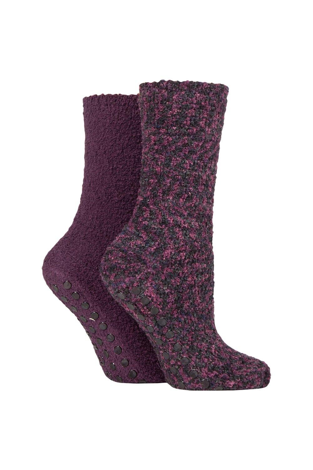 

2 пары уютных носков-тапочек с ручкой SOCKSHOP, фиолетовый