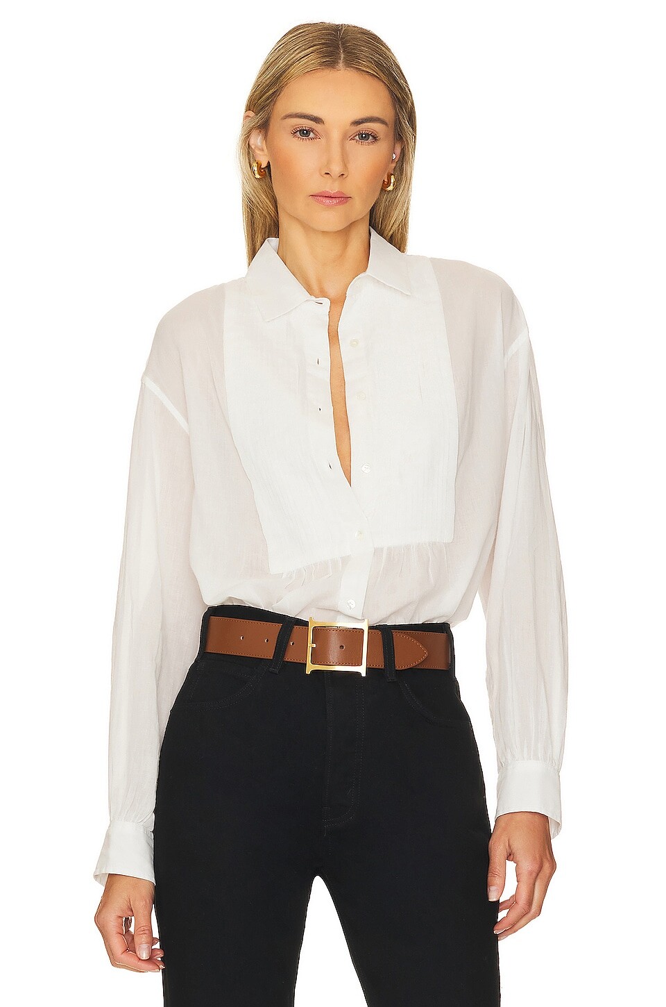 

Рубашка NILI LOTAN Daniel Voile Tuxedo, слоновая кость