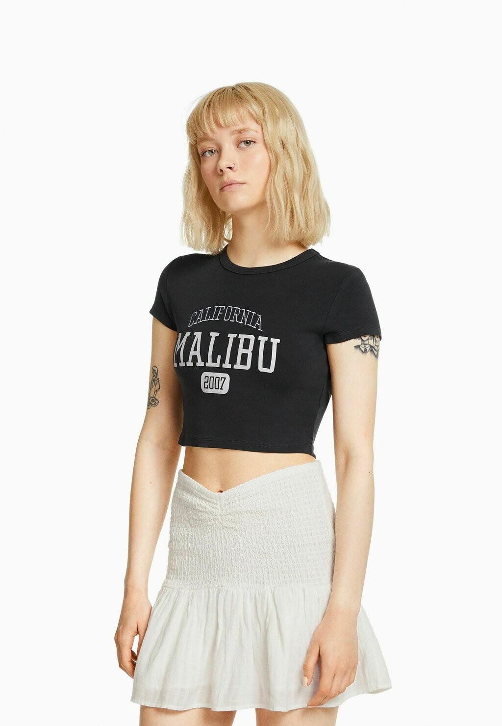 

Юбка расклешенная Bershka, бежевый