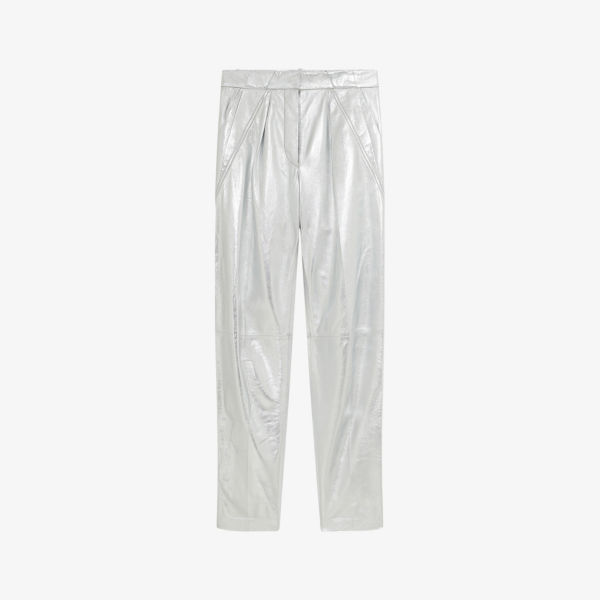 Кожаные брюки nil с завышенной талией и кроем-морковкой Iro, цвет sil01